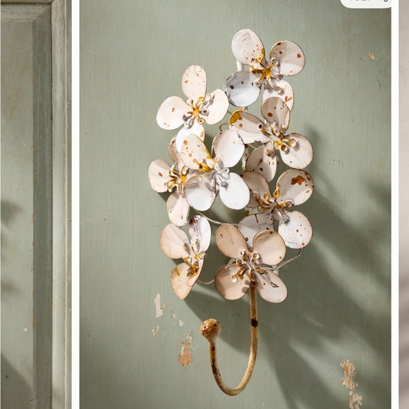 Terrain Botanical Iron Hook Floral Metal Wall Hook - Picture 2 of 5